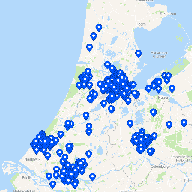 Map of all the gym options on Classpass Amsterdam Options