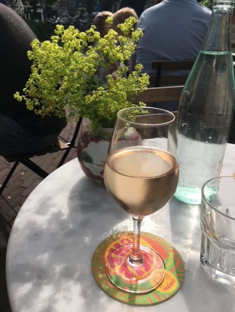 Glass of Rose Wine at a terrace in Amsterdam